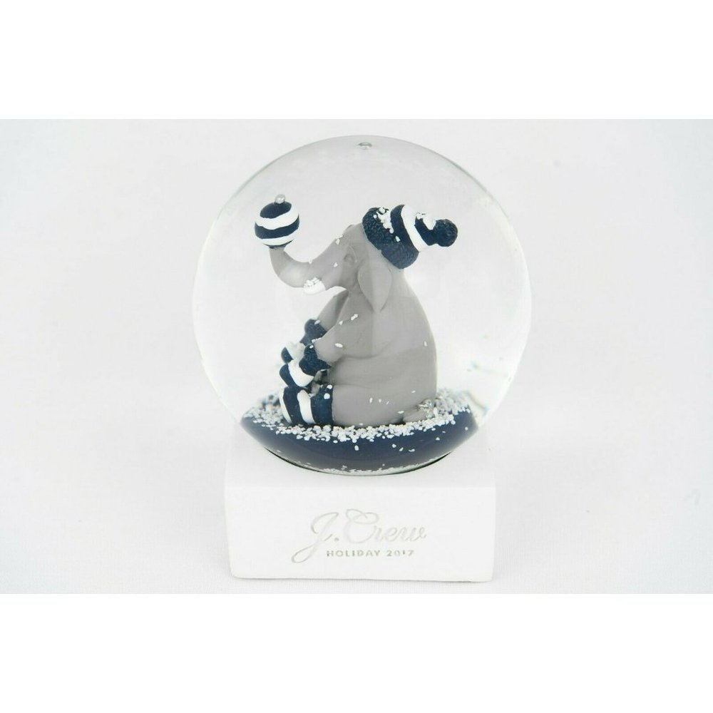 J Crew Snow Globe Christmas Holiday New Year Collector's 2017 Elephant Navy - Picture 2 of 5